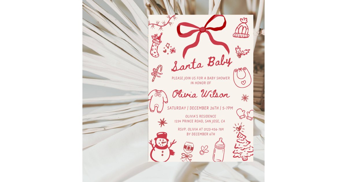 Santa Baby Christmas Baby Shower Party Invitation | Zazzle