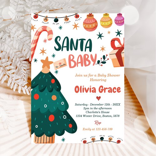 Santa baby Christmas Baby Shower Party Invitation