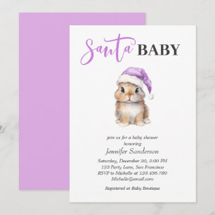 Santa Baby Christmas Baby Shower Purple Invitation