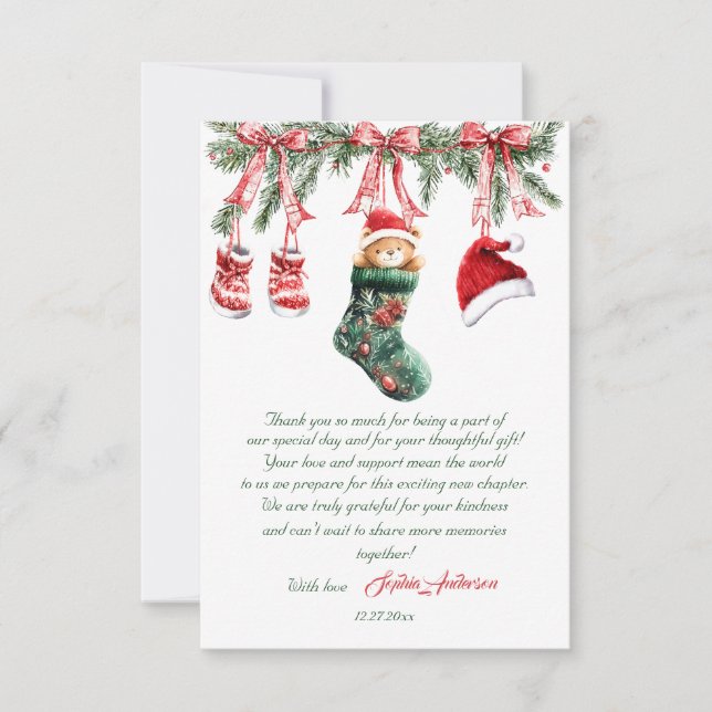 Santa Baby Christmas Baby Shower Thank You Card (Front)