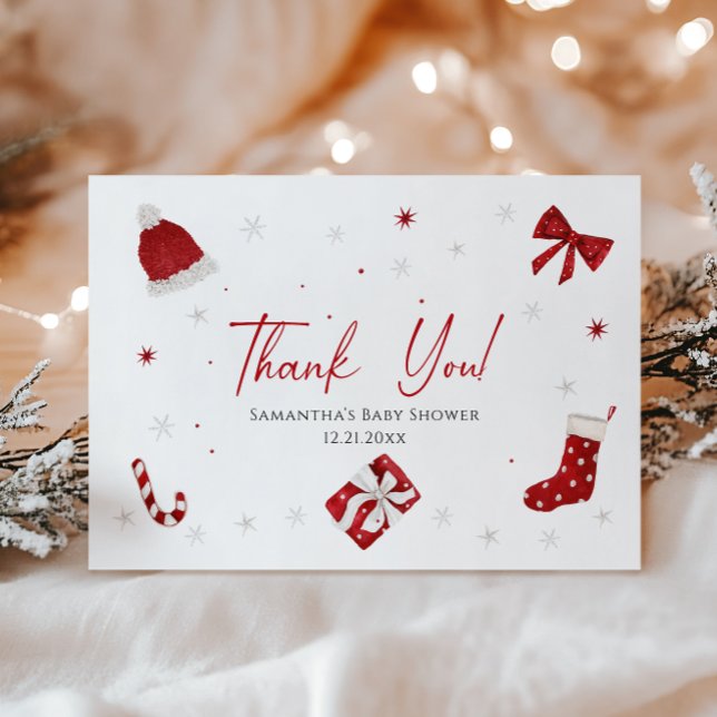 Santa Baby Christmas Baby Shower Thank You Card (Creator Uploaded)