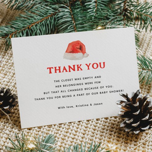 Santa Baby Christmas Baby Shower  Thank You Card