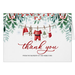 Santa Baby Christmas Baby Shower Thank You Cards