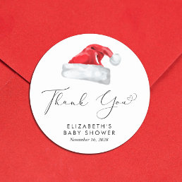 Santa Baby Christmas Baby Shower Thank You Classic Round Sticker