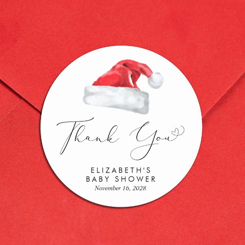 Santa Baby Christmas Baby Shower Thank You Classic Round Sticker