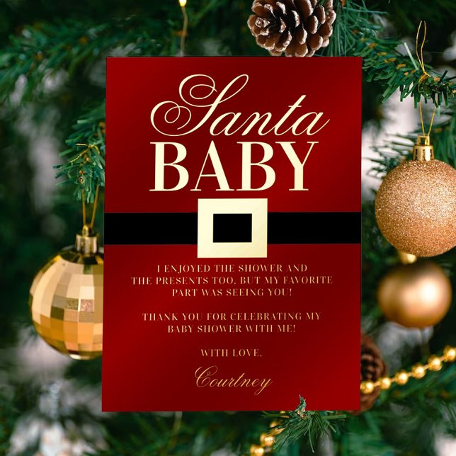 Santa Baby | Christmas Baby Shower Thank You Real Foil Invitation (Creator Uploaded)