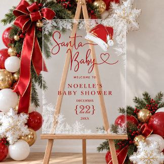 Santa Baby Christmas Baby Shower Welcome Acrylic Sign