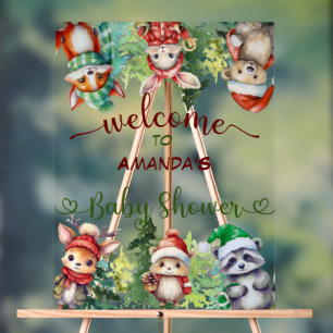 Santa Baby Christmas Baby Shower Welcome Acrylic Sign