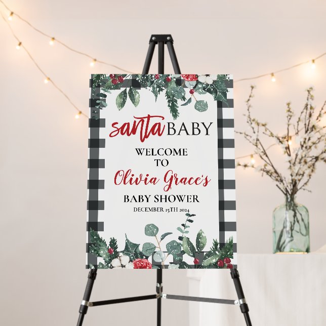 Santa Baby Christmas Baby Shower Welcome Foam Board (In Situ (Stand))