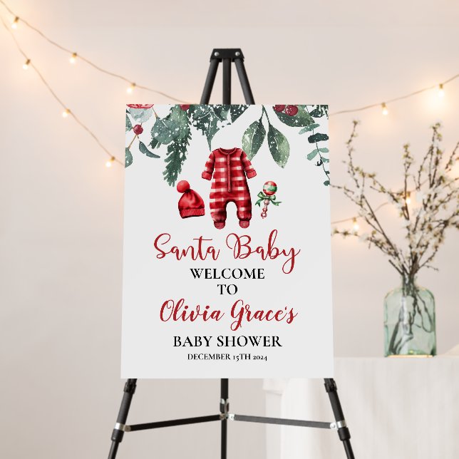 Santa Baby Christmas Baby Shower Welcome Foam Board (In Situ (Stand))