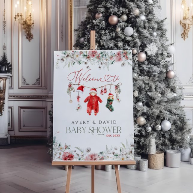 Santa Baby Christmas Baby Shower Welcome Foam Board (Creator Uploaded)