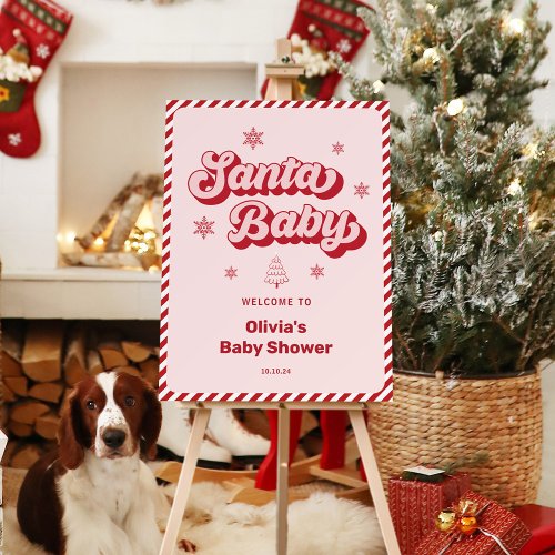  Santa Baby Christmas Baby Shower Welcome  Foam Board