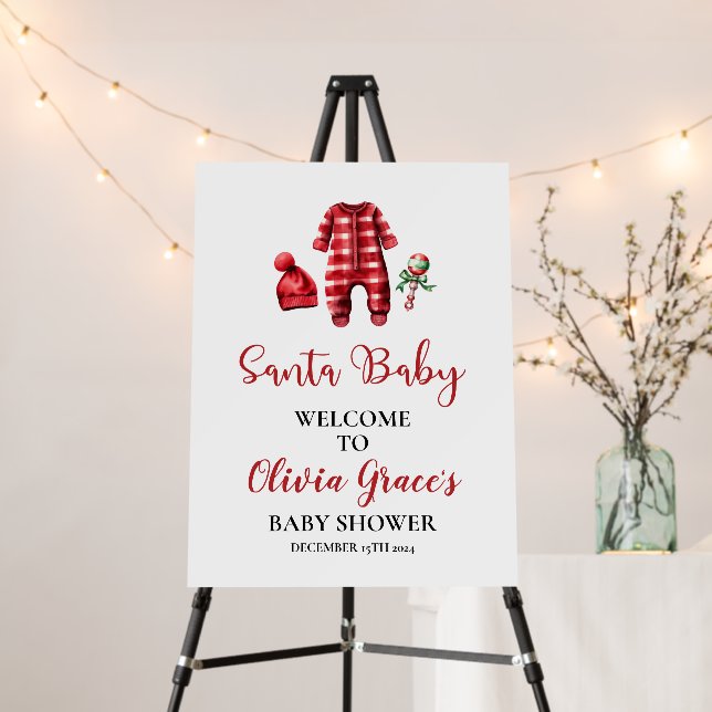 Santa Baby Christmas Baby Shower Welcome Foam Board (In Situ (Stand))