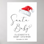 Santa Baby Christmas Baby Shower Welcome Poster<br><div class="desc">Cute welcome poster sign for your Christmas holiday season baby shower with "Santa Baby" in an elegant script with a heart swash and a watercolor illustration of a red Santa Claus hat. Personalize with the name of the mother-to-be and the shower date in simple modern typography.</div>