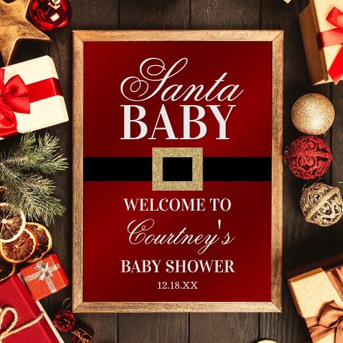 Santa Baby  Christmas Baby Shower Welcome Poster