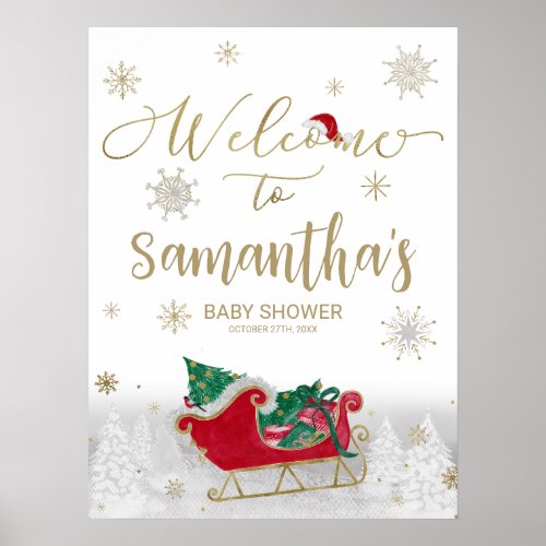 Santa Baby Christmas Baby Shower Welcome Sign