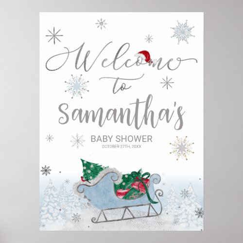 Santa Baby Christmas Baby Shower Welcome Sign