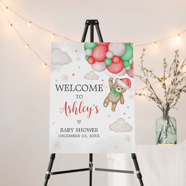 Santa Baby Christmas Baby Shower Welcome Sign (In Situ (Stand))