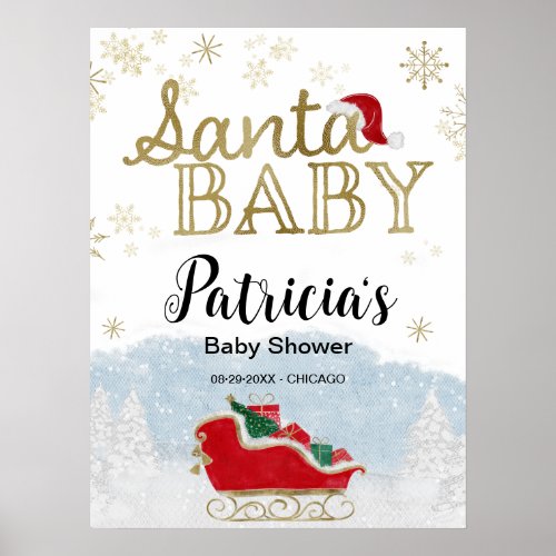 Santa Baby Christmas Baby Shower Welcome Sign