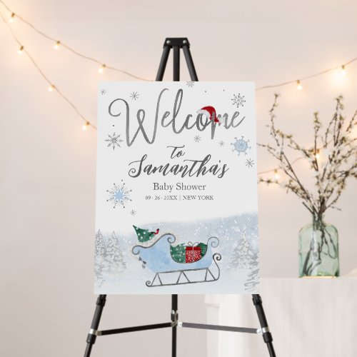 Santa Baby Christmas Baby Shower Welcome Sign