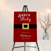 Santa Baby Christmas Baby Shower Welcome Sign