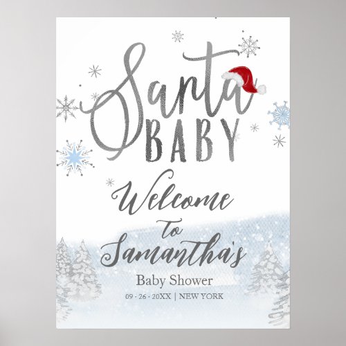 Santa Baby Christmas Baby Shower Welcome Sign
