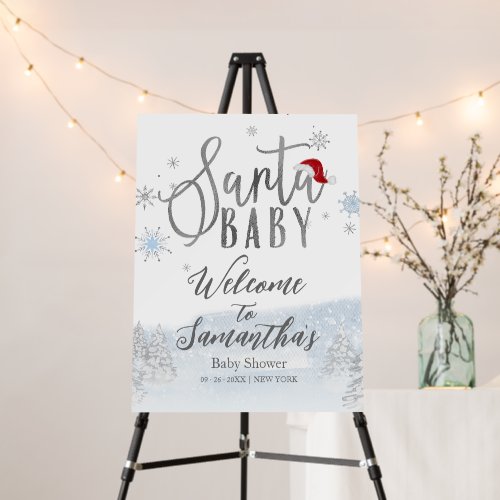 Santa Baby Christmas Baby Shower Welcome Sign