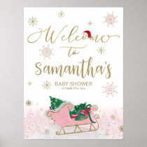 Santa Baby Christmas Baby Shower Welcome Sign