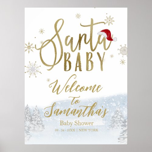 Santa Baby Christmas Baby Shower Welcome Sign