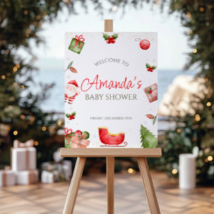 Santa Baby Christmas Baby Shower Welcome Sign
