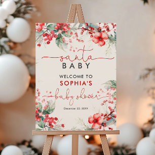 Santa Baby Christmas Baby Shower Welcome Sign