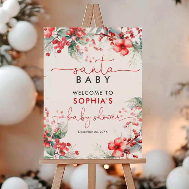 Santa Baby Christmas Baby Shower Welcome Sign (Creator Uploaded)