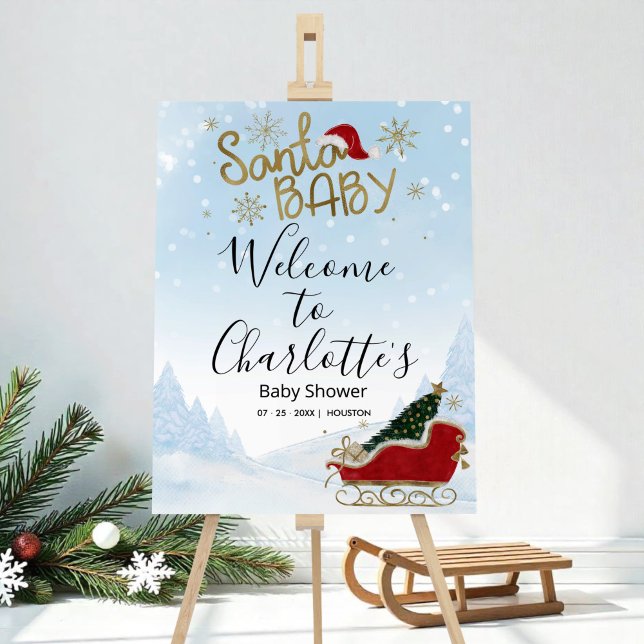 Santa Baby Christmas Baby Shower Welcome Sign (Creator Uploaded)