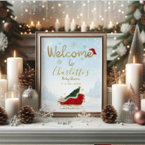 Santa Baby Christmas Baby Shower Welcome Sign