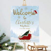 Santa Baby Christmas Baby Shower Welcome Sign