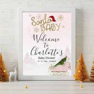 Santa Baby Christmas Baby Shower Welcome Sign
