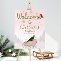 Santa Baby Christmas Baby Shower Welcome Sign