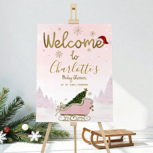 Santa Baby Christmas Baby Shower Welcome Sign