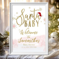 Santa Baby Christmas Baby Shower Welcome Sign