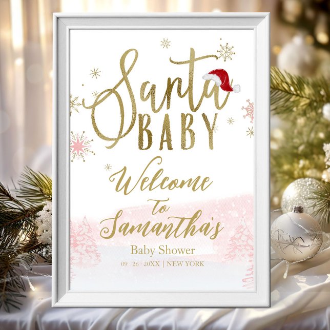 Santa Baby Christmas Baby Shower Welcome Sign (Creator Uploaded)