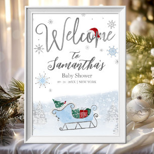 Santa Baby Christmas Baby Shower Welcome Sign