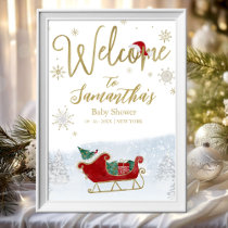 Santa Baby Christmas Baby Shower Welcome Sign