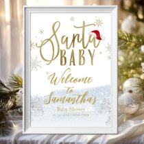 Santa Baby Christmas Baby Shower Welcome Sign