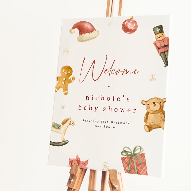 Santa Baby Christmas Baby Shower Welcome Sign (Welcome Sign Mock-up)