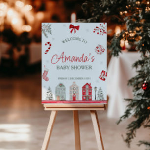 Santa Baby Christmas Baby Shower Welcome Sign