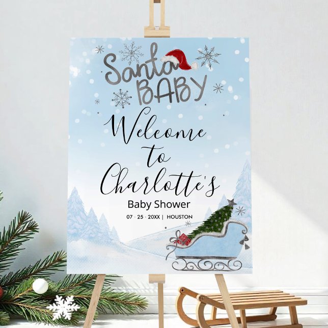 Santa Baby Christmas Baby Shower Welcome Sign (Creator Uploaded)