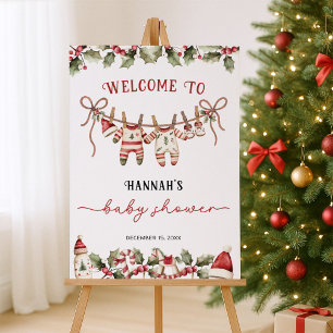 Santa Baby Christmas Baby Shower Welcome Sign