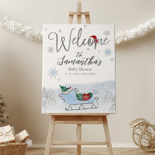 Santa Baby Christmas Baby Shower Welcome Sign