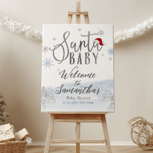Santa Baby Christmas Baby Shower Welcome Sign
