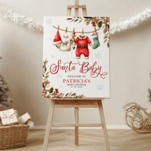 Santa Baby Christmas Baby Shower Welcome Sign